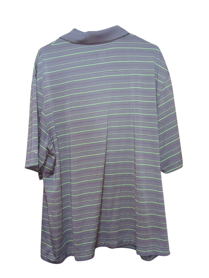 Champion Golf Men's Duo Dry Striped Golf Polo Shirt Size XXL Gray Green - Image 2 of 4