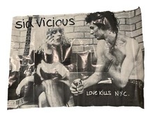 Sid Vicious Nancy Love Kills NYC Poster  Black & White VTG RARE Flaws READ