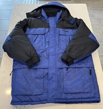 Starter Parka Puffer True Royal Blue Hood Jacket Zip Snow Ski Coat Mens Medium