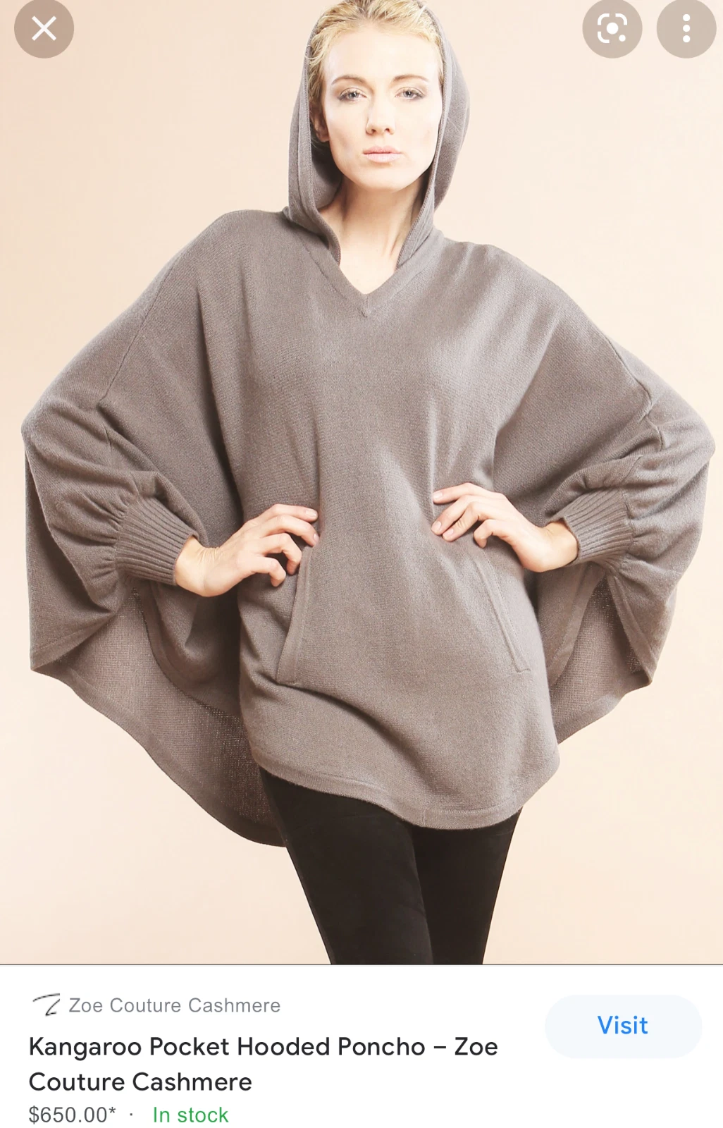 NWT ZOE COUTURE 100% CASHMERE MOCHA KANGAROO POCKET HOODED PONCHO SWEATER SIZE:S
Opens in a new wind