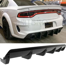 For Dodge Charger RT SRT Rear Diffuser 6 Fin Bumper Lip Splitter Spoiler Glossy