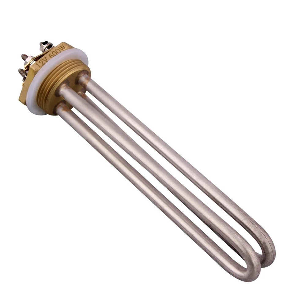 Elemento calefactor tubular calentador de inmersión tipo U 12V 300W/600W rosca de cobre DN32 Foto 2 de 4
