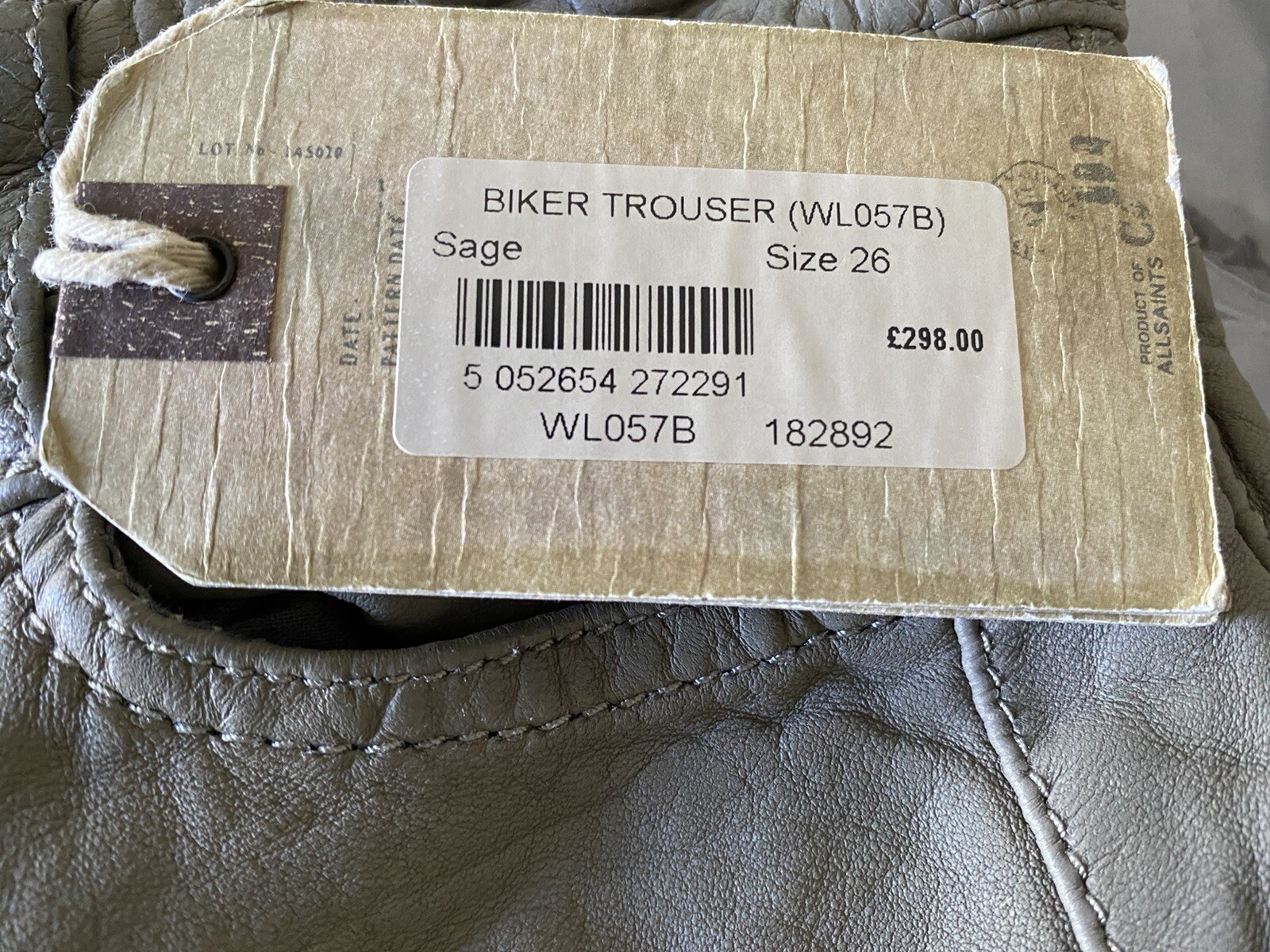 STUNNING ALL SAINTS LEATHER BIKER TROUSERS BNWT RRP £298 SAGE SIZE 26 image 10