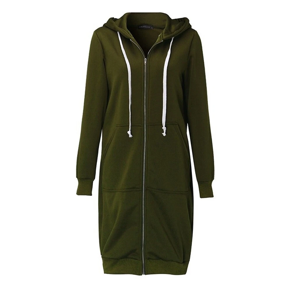 Sweat shirt femme capuche zipp hiver taille Plus manteau gris
