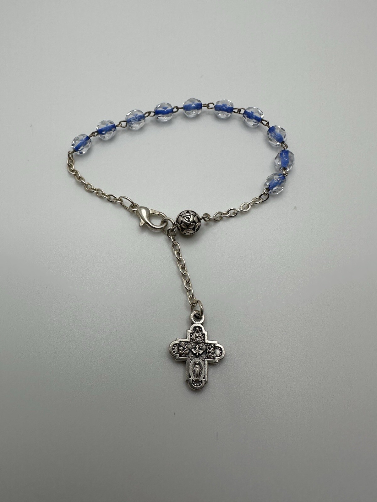 Vintage Blue Bead Prayer Rosary Bracelet Western India