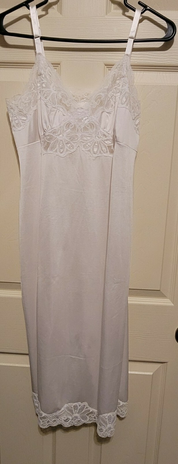 White Vintage Full Slip With Lace Gem