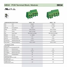20pcs 3-Position PCB 45° Terminal Block 0.2" (5.08 mm) Pitch 300V 16A 105°C