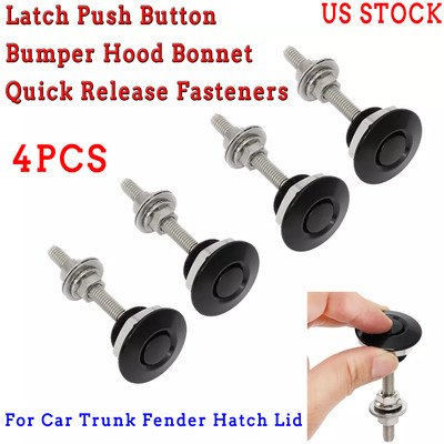 4x Black JDM Quick Release Fasteners For Car Bumpers Trunk Fender Hatch