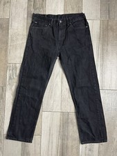 Levis 505 Regular Fit Jeans Mens Size 36X32 Black Denim High Rise Fast Shipping
