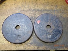 VINTAGE 2, 7-1/2 LBS POUND WEIGHT PLATES FOR 1-1/8" DIAMETER BARBELL BAR