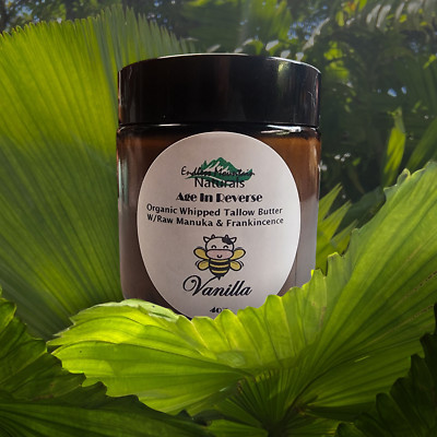 Organic Whipped Grass Fed Tallow Manuka Honey Face Balm Cream Orange EO 4oz