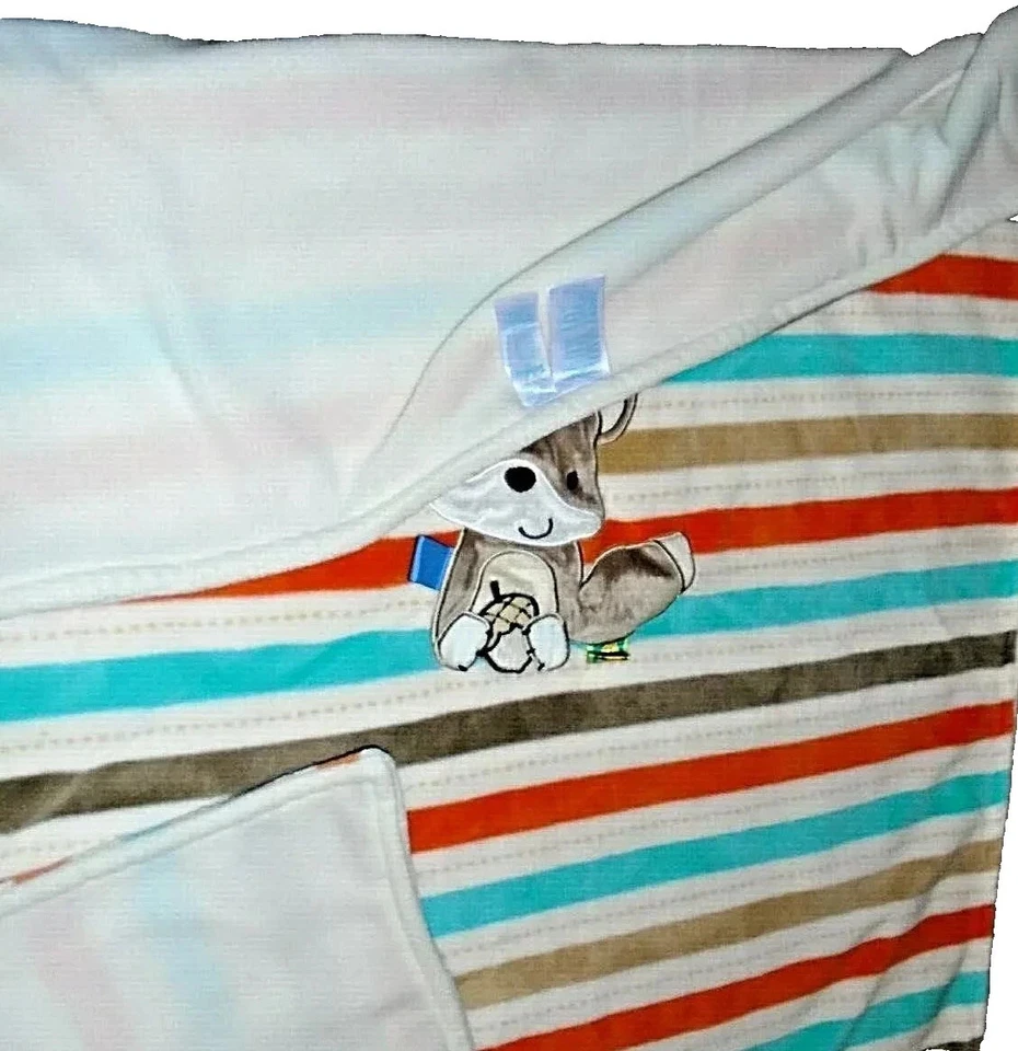 9N !WOW! TAGGIES 30x40 Striped SQUIRREL Plush Fleece Crib Baby Blanket - Image 4 of 4