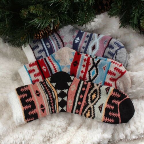 BambooMN Funky Women's Double Layer Winter Home Socks, 3 Pairs - Picture 2 of 16