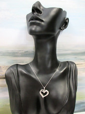 10K White Gold Necklace Macys Diamond Heart Pendant 18 Inch NWT
