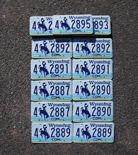 2001 Wyoming COWBOY License Plate - LOT OF 20