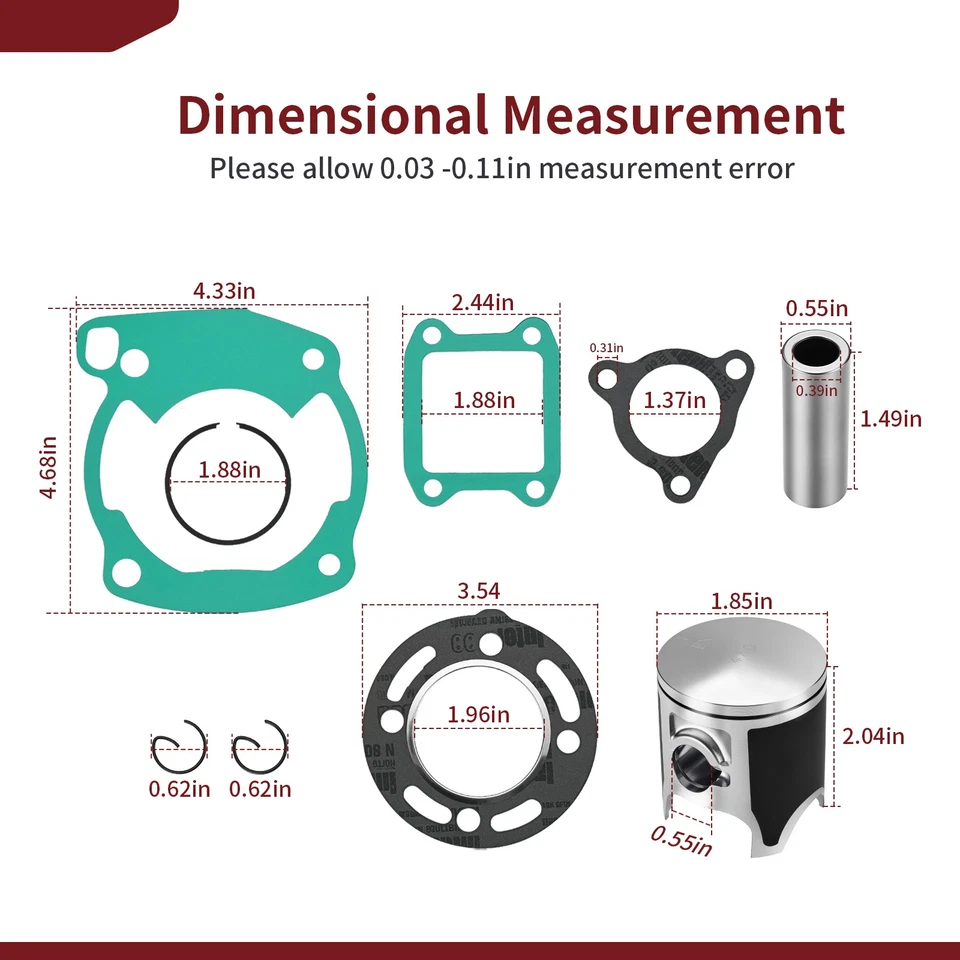 1986-91 For Honda CR80R CR 80R Top End Rebuild Kit Piston Gasket 47mm Stock Bore - Image 3 of 4