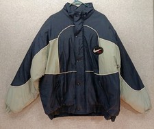 VTG Nike Jacket 90s Mens Sz XL Blue Gray Quilted Lined Big Swoosh Full Zip USA