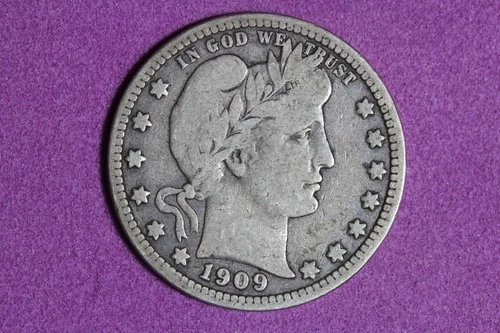Estate Find 1909 Barber Quarter Dollar #K59499