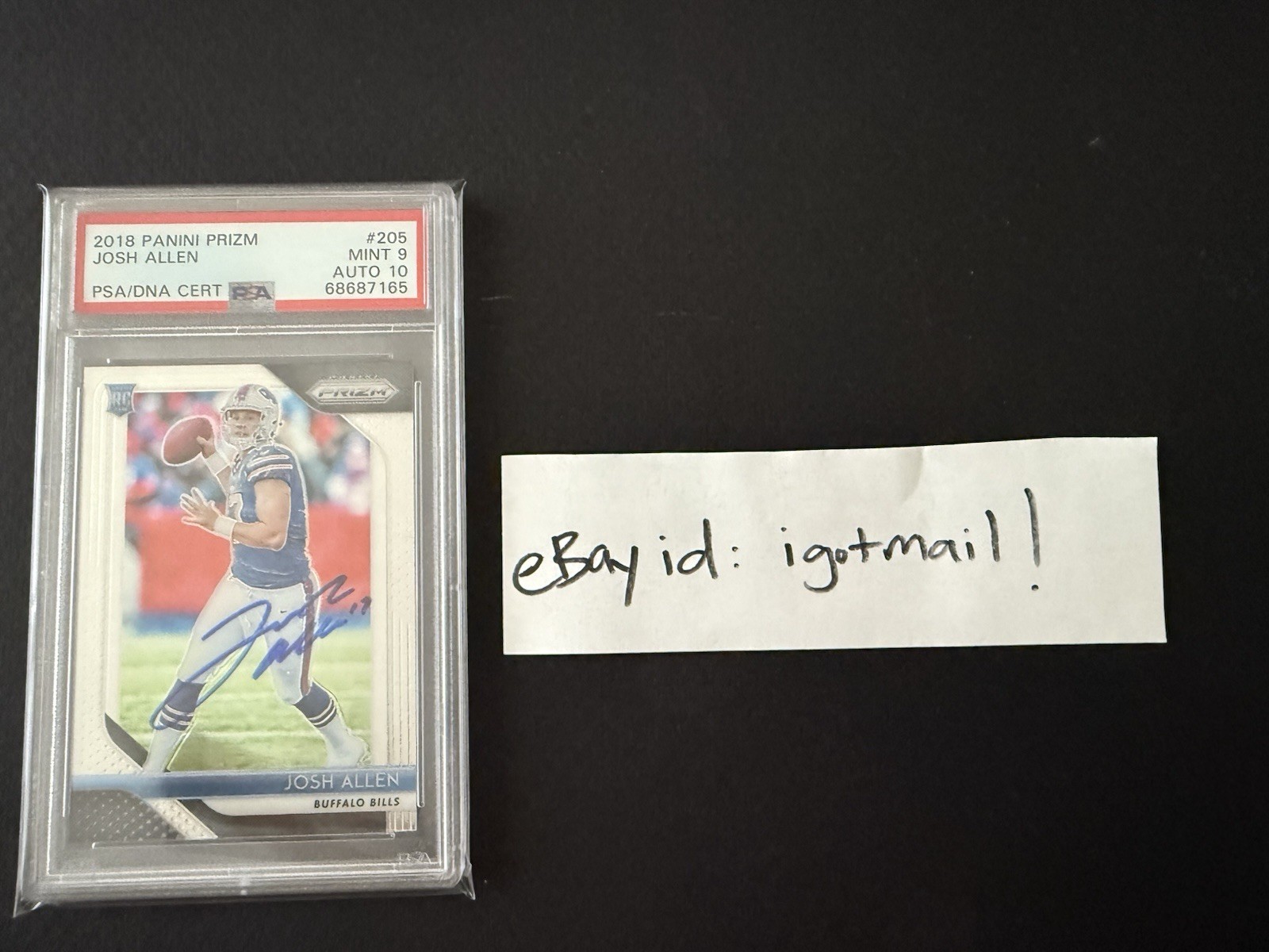Josh Allen RC Autographed Signed 2018 Panini Prizm Rookie Card PSA 9 Auto 10