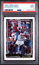 1992-93 Topps Gold #362 Shaquille O'Neal Rookie '92 Draft Pick Magic PSA 9 RC