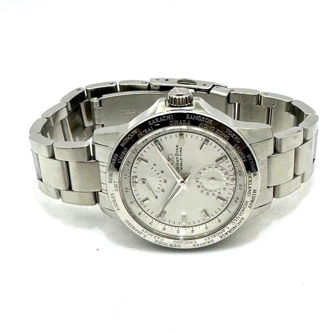 ORIENT World Time Automatic Watch White Dial Back… - image 5