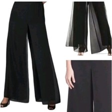 Adrianna Papell Formal Wide Leg Flapper Front Evening Pants Woman Sz 10 Black