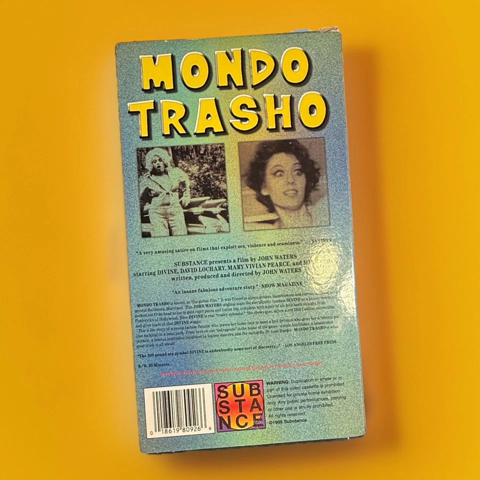 Mondo Trasho VHS John Waters Divine Rare Cult Movie OOP Substance EX RARE - Image 3 of 4