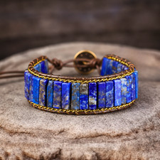 Lapis Lazuli Stone Bracelet Handmade Healing Meditation Women Men Bracelet Gift