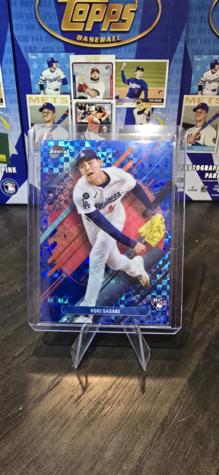 2025 Topps Finest Roki Sasaki Blue Checkerboard Refractor 22/49 RC #288