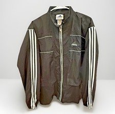 VTG 90 s Adidas Windbreaker Jacket Black White 3-Stripes XL Full Zip Retro Track