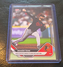 Topps Now 2025 Brandon Young Rookie Card #558 Baltimore Orioles. rookie card picture