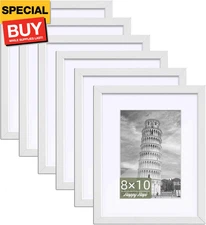 Happyhapi 8X10 Picture Frame Set of 6, 8X10 White Picture Frame Display Pictures