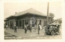 Centerville IA Iowa Burlington Railroad Train Depot 1910s RPPC Postcard COPY