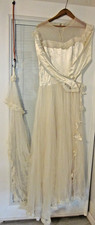 vintage 1945 satin lace ivory white wdding gown