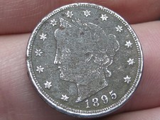 1895 Liberty Head V Nickel 5 Cent Piece- VG/Fine Details, Dark/Black