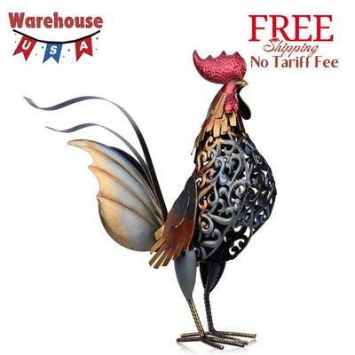 Metal Sculpture Carved Iron Rooster Home Furnishing Artwork Craft Gifts