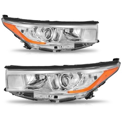 Pair For 2014 2015 2016 Toyota Highlander Headlights Assembly Halogen Chrome