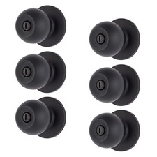 BRINKS Transitional Privacy Door Knob - Matte Black Exterior Door Lock Set, S...