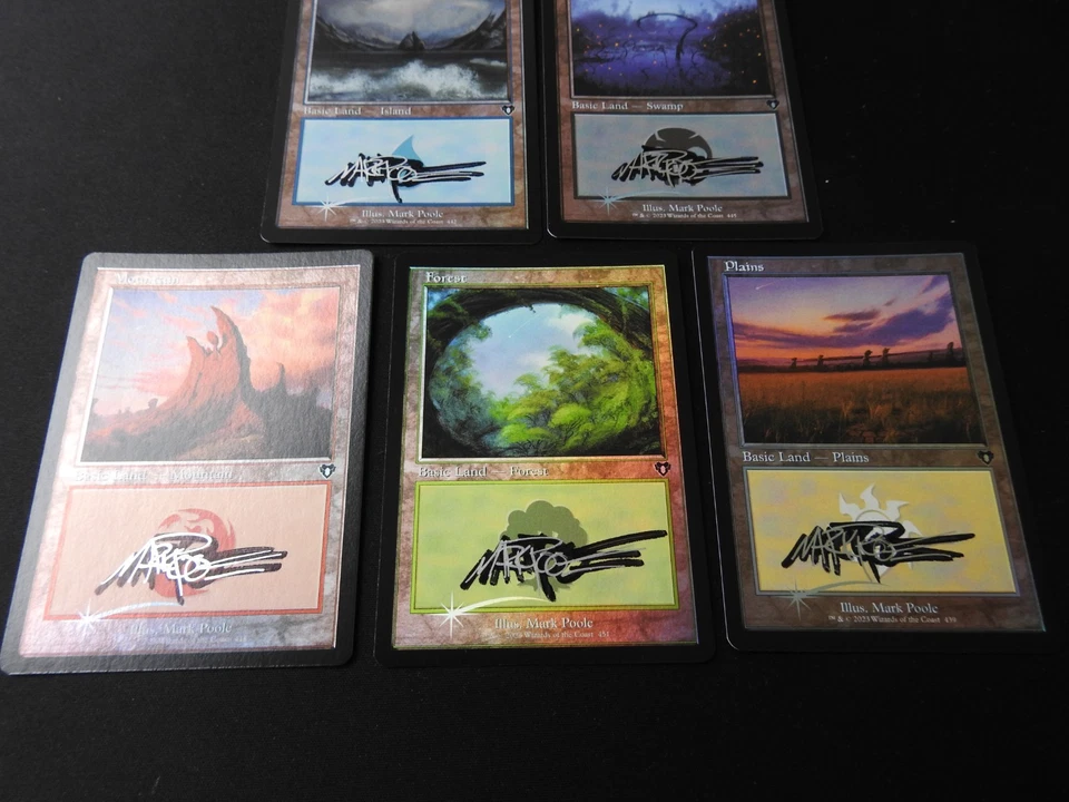 Artist Proof Land Set Retro Foil Shadow Signed NM [Commander Masters] Mark Poole - Image 3 of 4