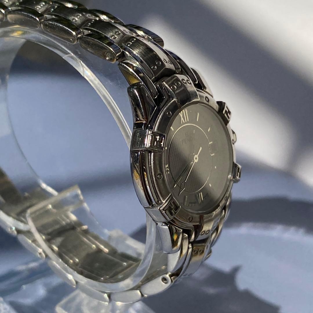 FENDI 3500L Silver Stainless Steel Analog Watch Date Display From Japan thumbnail 6