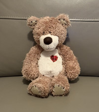 First  Main Tender Teddy Brown Bear Plaid Heart Plush Stuffed Animal 13"