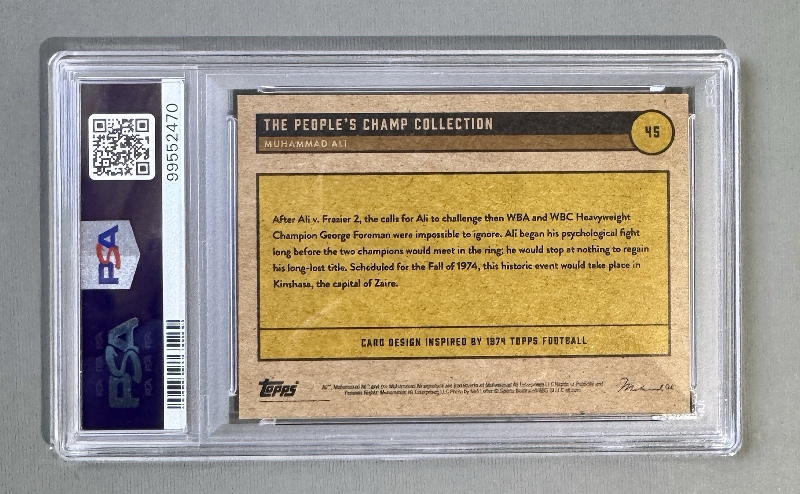 2021 Topps Muhammad Ali The Peoples Champ #45 Rumble Jungle - Silver /5, PSA 10 view 3