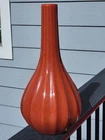 VTG Haeger Vase Orange Spackled Ribbed Pottery Large