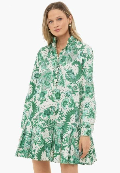 Tuckernuck Tate Dress Green Floral Venice Beachside Vines Size XS NWOT