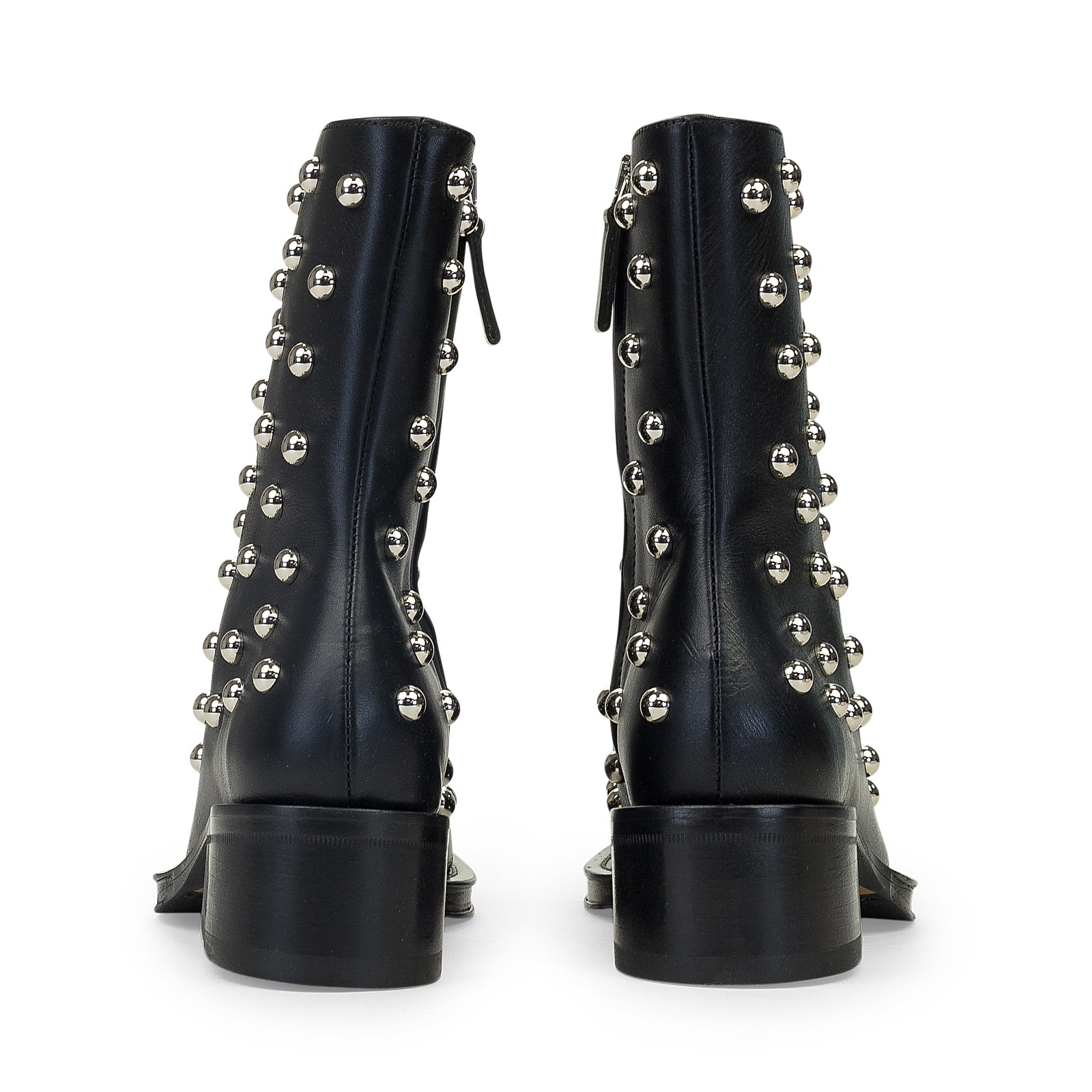 NIB LANVIN BLACK/SILVER ZIPPEES AVEC CLOUS ANKLE BOOTS SIZE 39 $1990