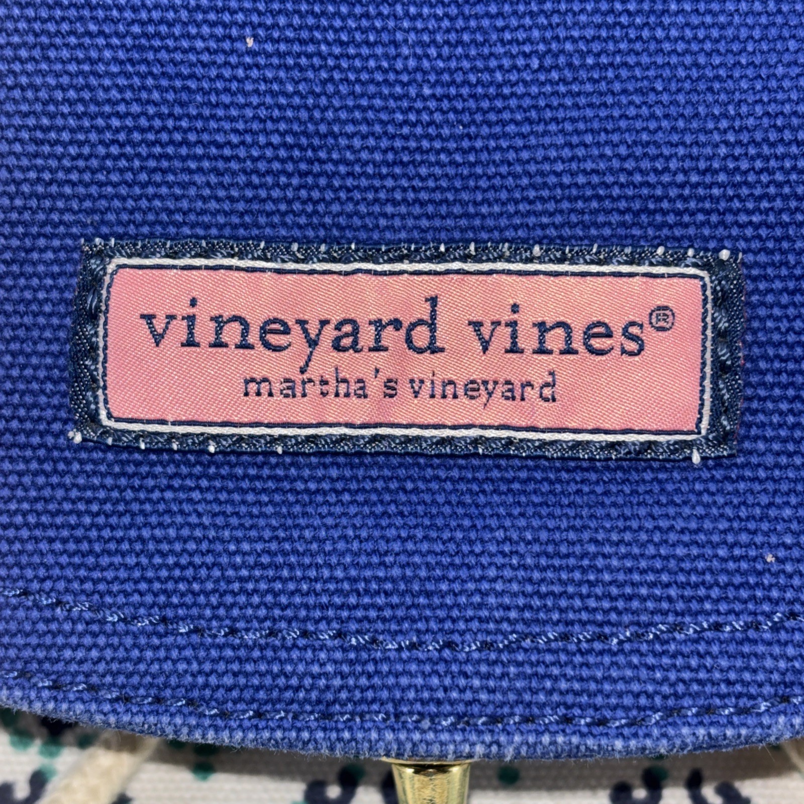 Vineyard Vines Cotton Drawstring Backpack Blue Te… - image 2