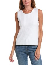 Vince Camuto Keyhole-Back Ribbed Sleeveless Top Women's XS Ultra White Pullover