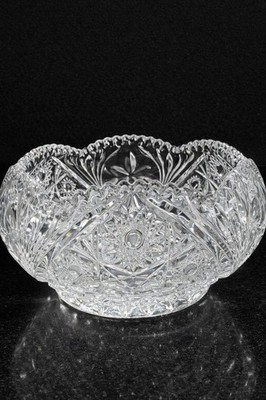 Vintage L.E. Smith Glass 346 Bowl Star and Daisy Pattern Sawtooth Rim 7.5'' Clear