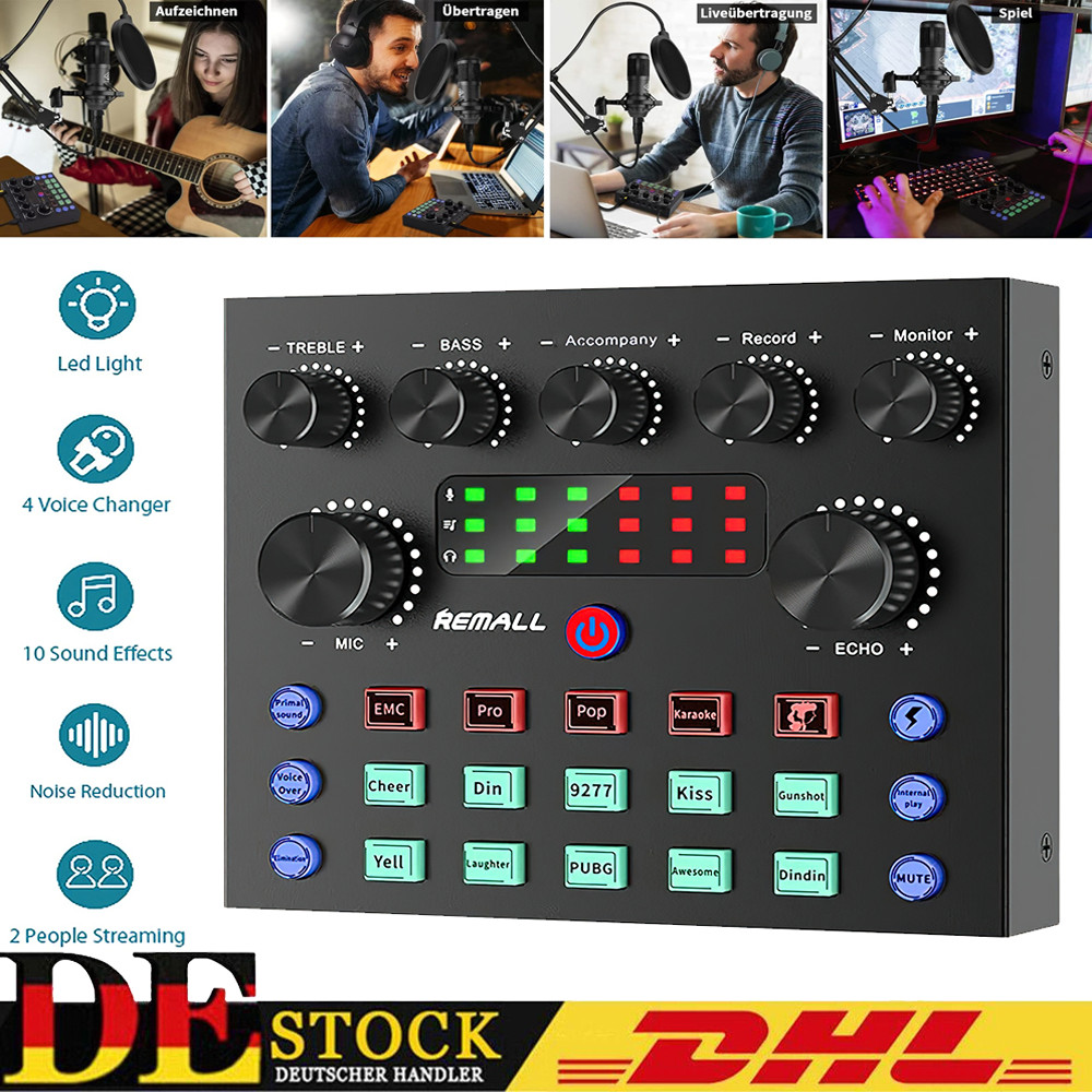 Sound Mixing Konsole Audio Mixer DJ Live Musik USB Bluetooth Mixer Verstärker DE