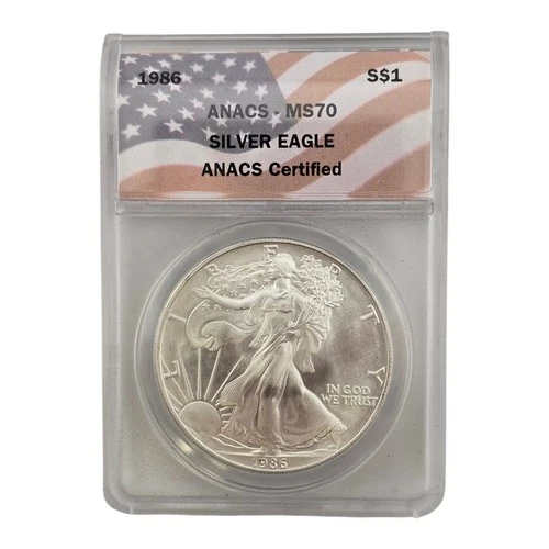 1986 American Silver Eagle Us Coin Anacs Ms70 First Year Issue